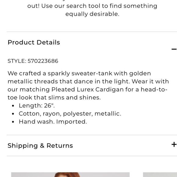 Chico's Gold Sparkly Sweater Tank Top Size 2 L Casual Fall Lurex Sweater - Picture 4 of 12